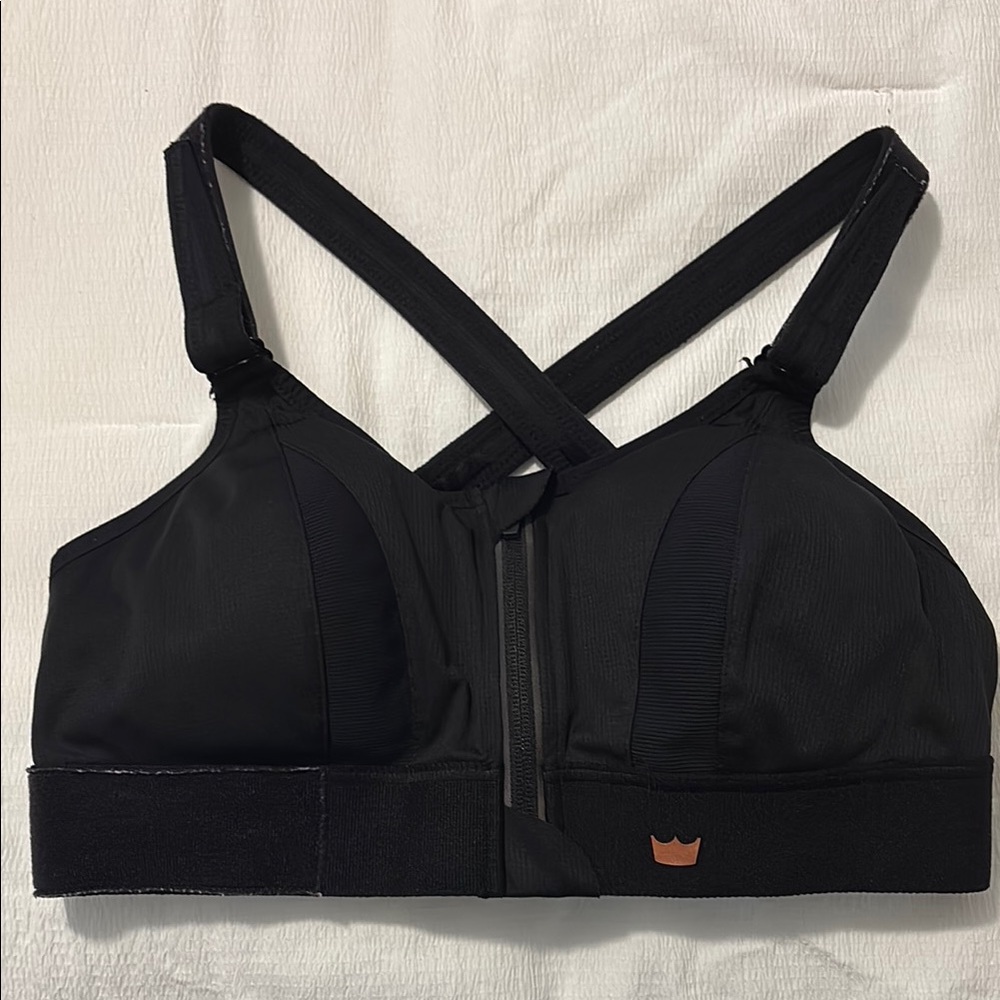 SHEFIT Black Sports Bra with Front Closure and Wide Straps